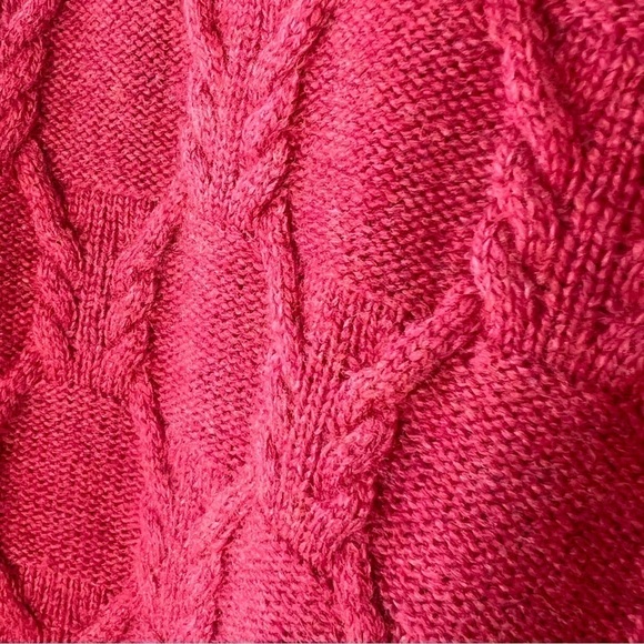 Talbots Mens Sweater XXL / 2XL Cashmere Angora Wool Crew Neck Cable Knit Red - Picture 3 of 5